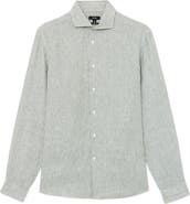 Reiss Ruban Stripe Linen Button-Up Shirt