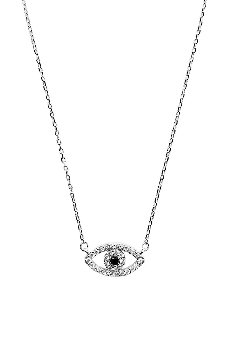 Crystal Evil Eye Pendant Necklace, Alternate, color, SILVER