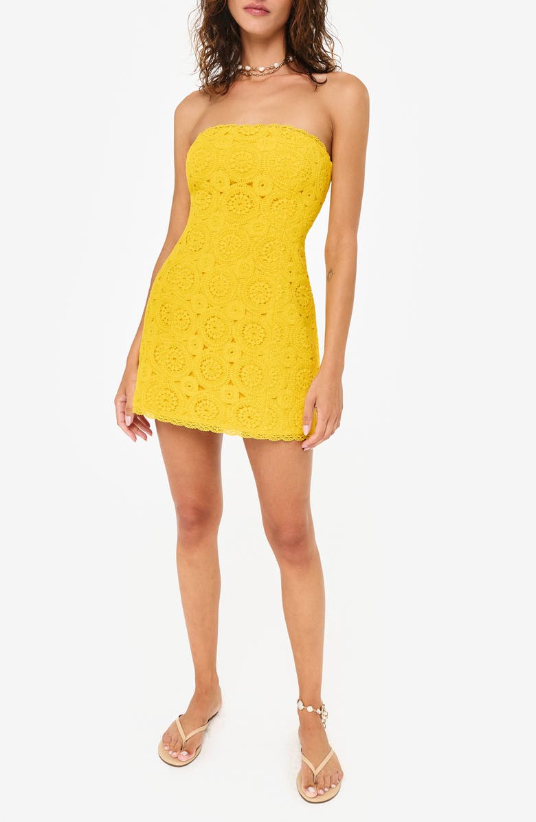 CAMI NYC Yareli Strapless Lace Trim Minidress, Main, color, 