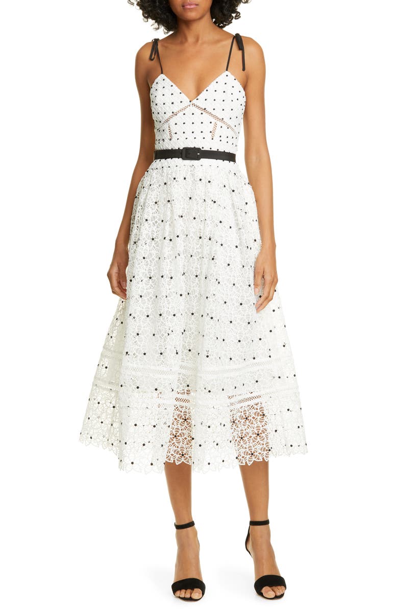 Self-Portrait Azalea Hibiscus Lace Midi Dress, Main, color, 