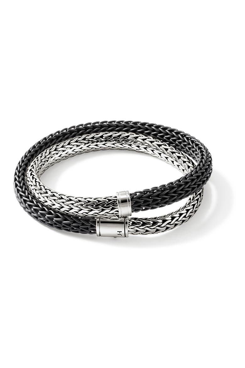 Icon Wrap, Sterling Silver, Rubber, 4.5mm, Main, color, SILVER/BLACK