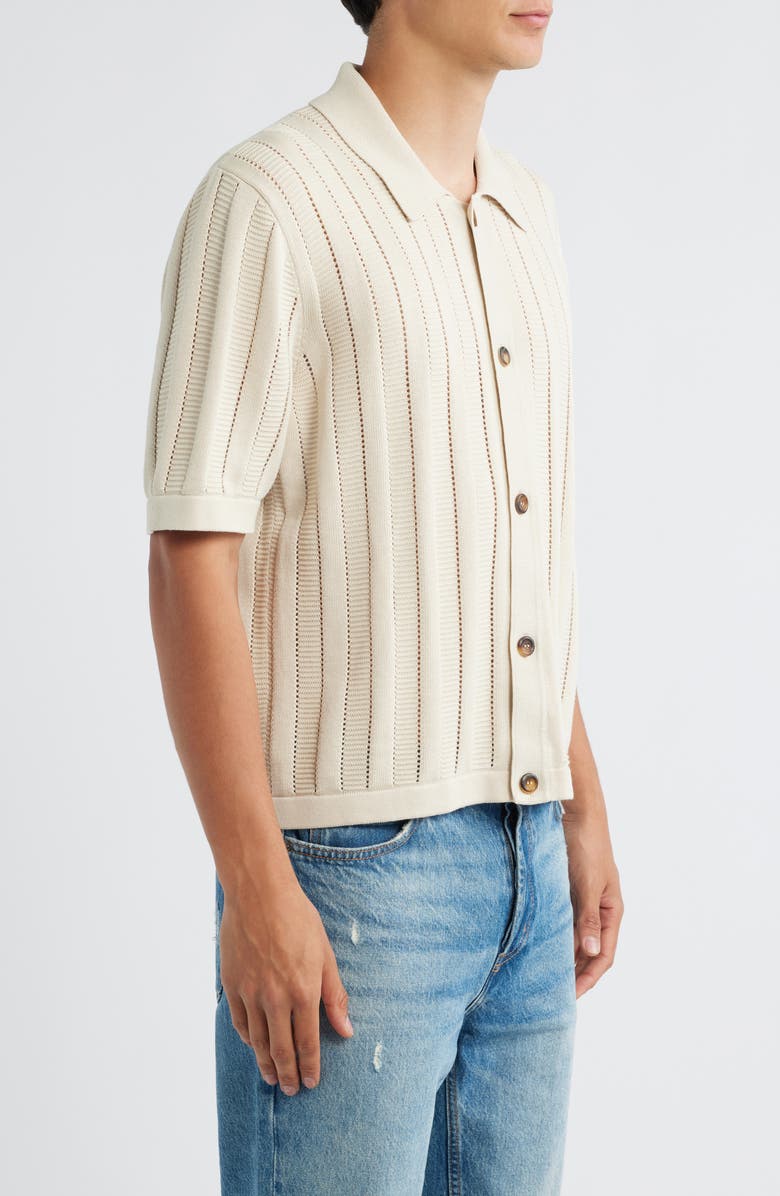 Corridor Ladder Knit Short Sleeve Button-Up Shirt, Alternate, color, Natural