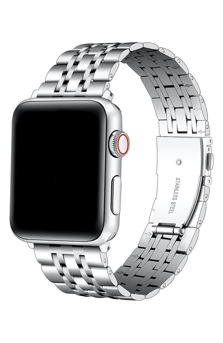 Posh Tech Rainey Stainless Steel Apple Watch<sup>®</sup> Watchband, Alternate, color, Silver