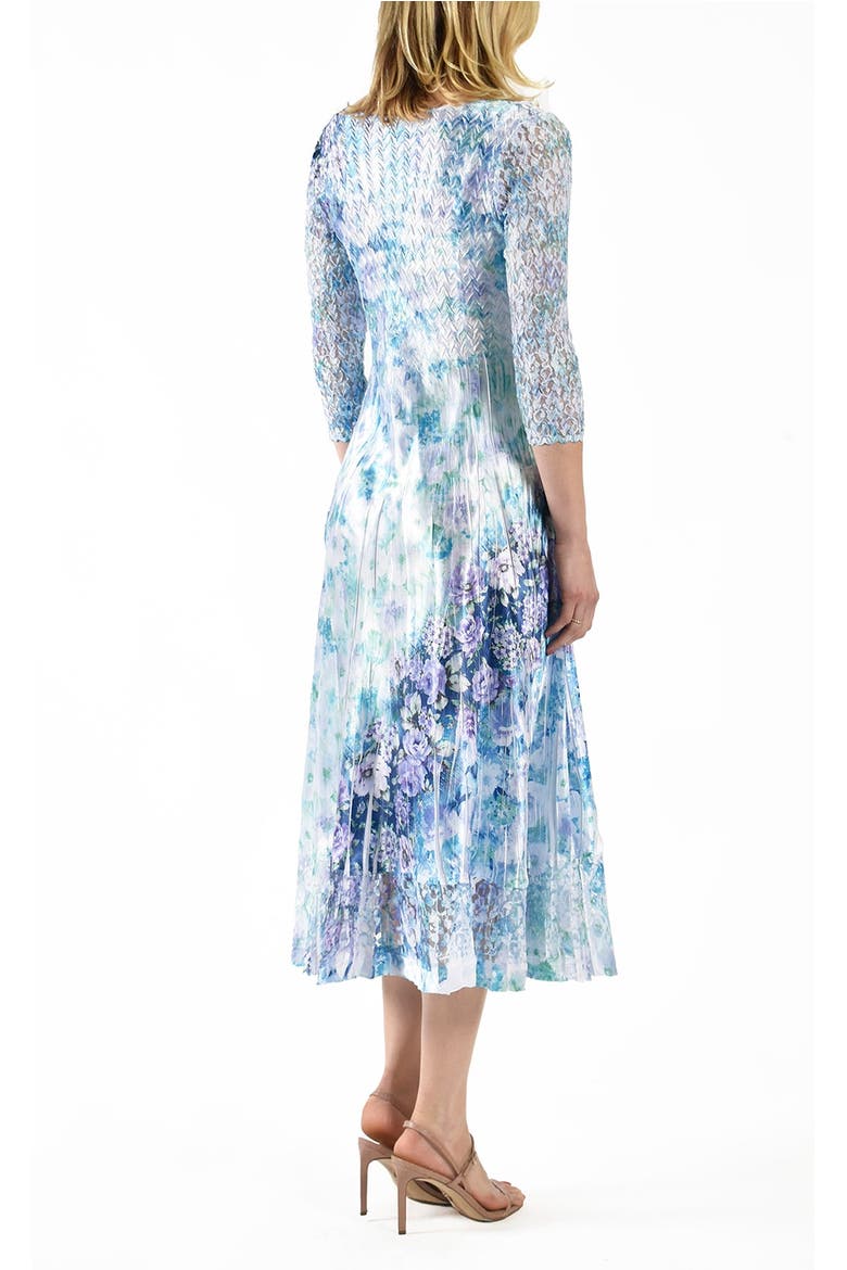 Tiny Rose Dress with Lace 3/4 Sleeve, Alternate, color, Cerulean vine