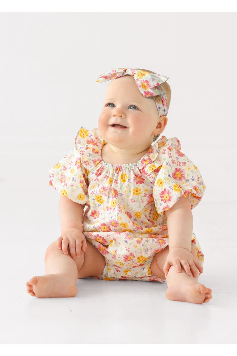 Petal Party Short Bubble Sleeve Romper, Alternate, color, Pink