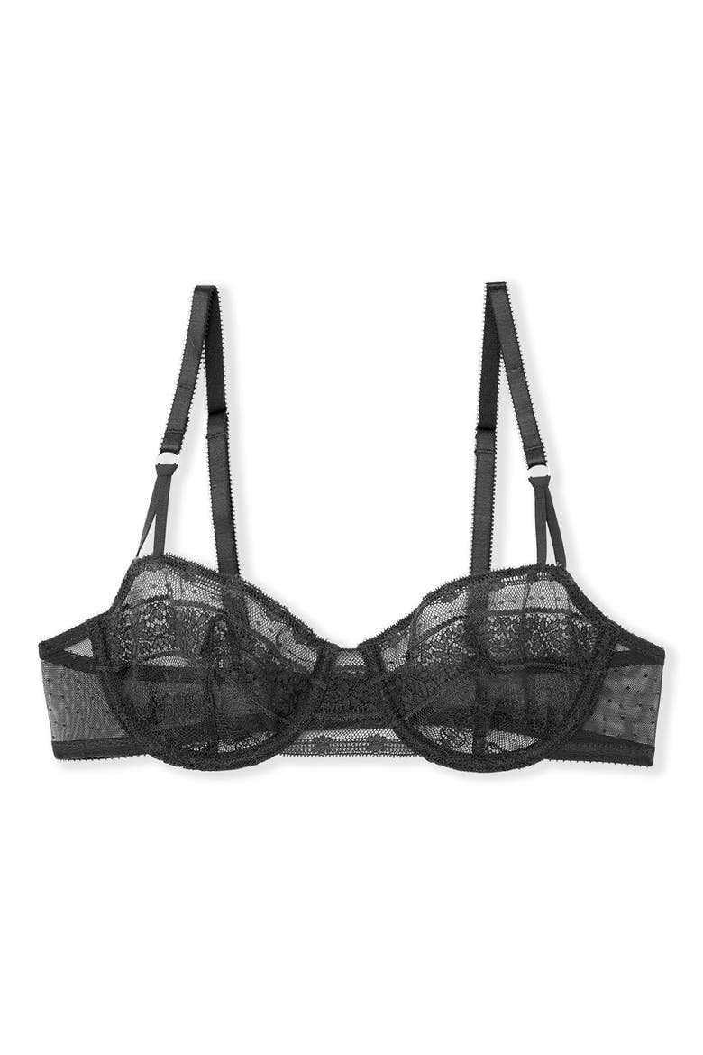 Exception N°9 Embroidered Underwire Balconette Bra, Alternate, color, BLACK