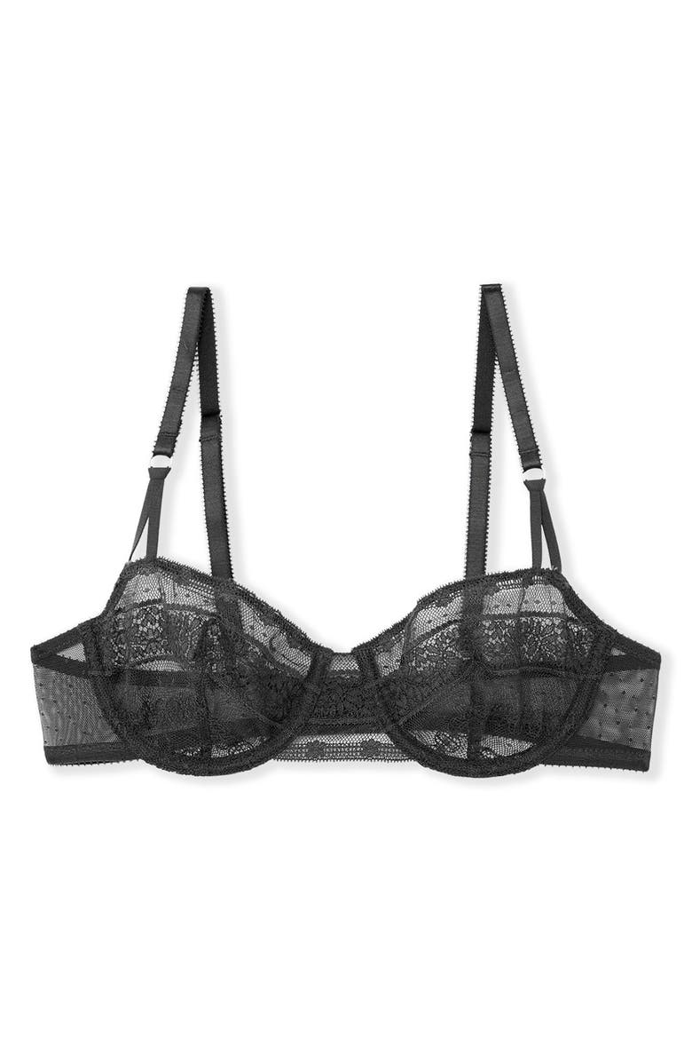 Etam Exception N°9 Embroidered Underwire Balconette Bra, Alternate, color, Black