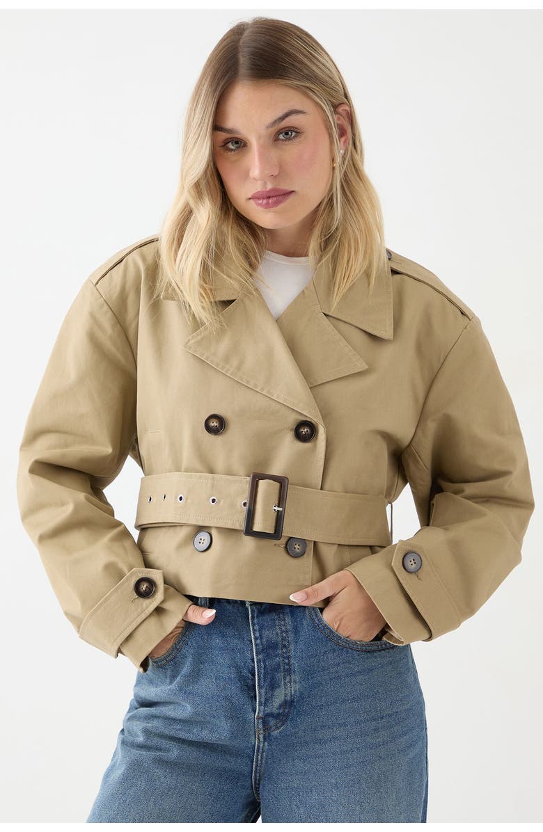 MissPap Tailored Cropped Trench Coat, Main, color, Stone