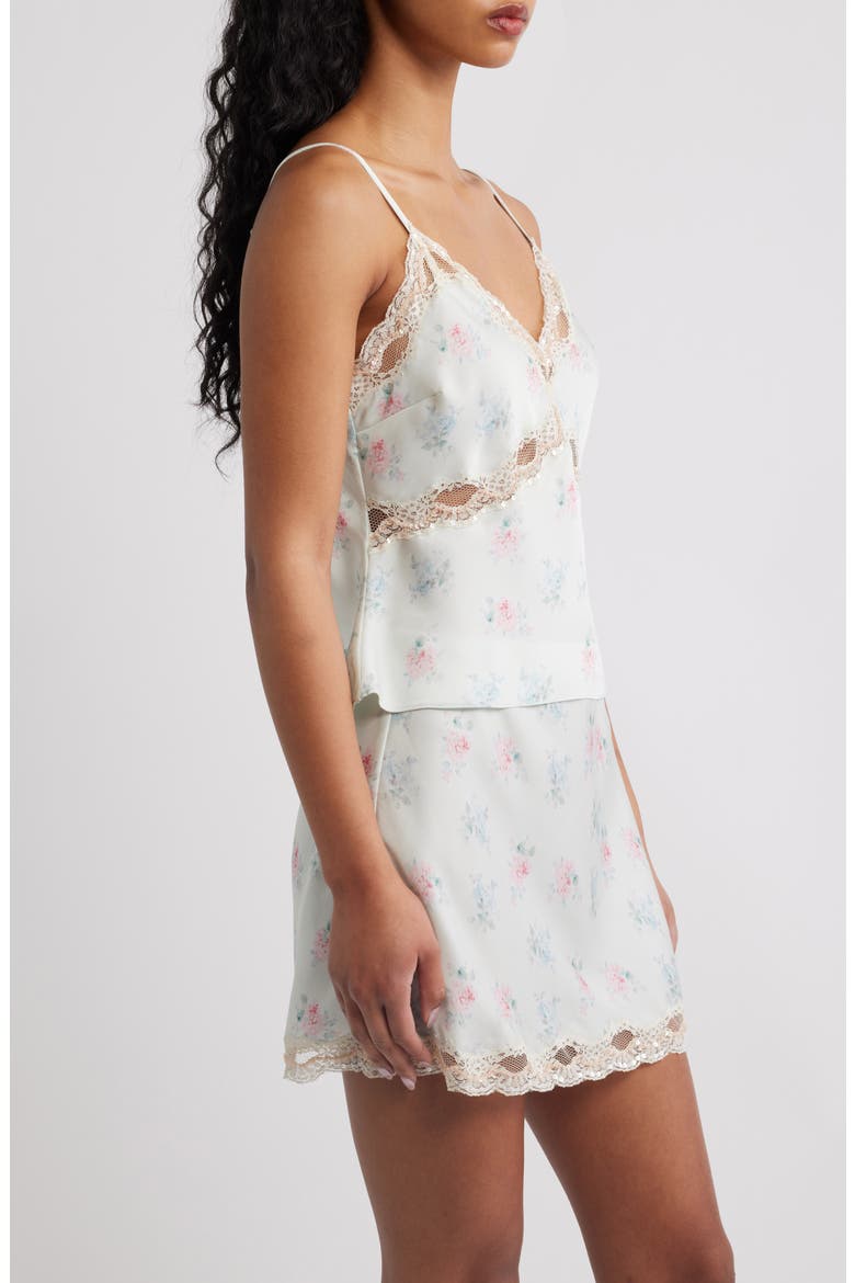 Lamora Lace Trim Satin Camisole, Alternate, color, EUCALYPTUS