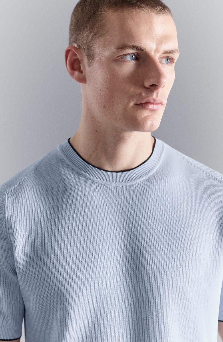 MANGO Short Sleeve Piqué Top, Alternate, color, Sky Blue
