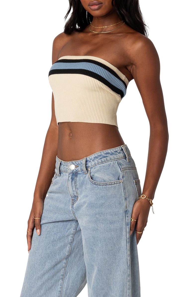 EDIKTED Cyprus Rib Tube Top, Alternate, color, Beige