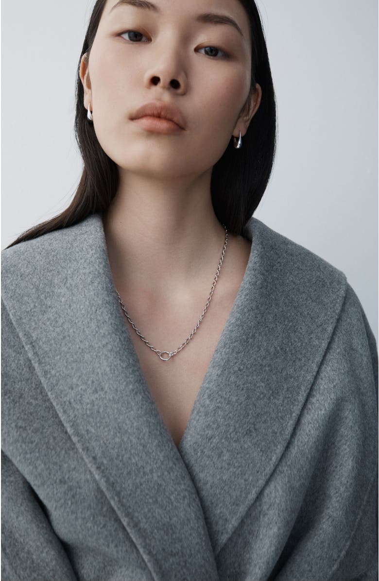 Otiumberg 14kt Gold Vermeil Roscida Drop Hoop Earrings, Alternate, color, Silver