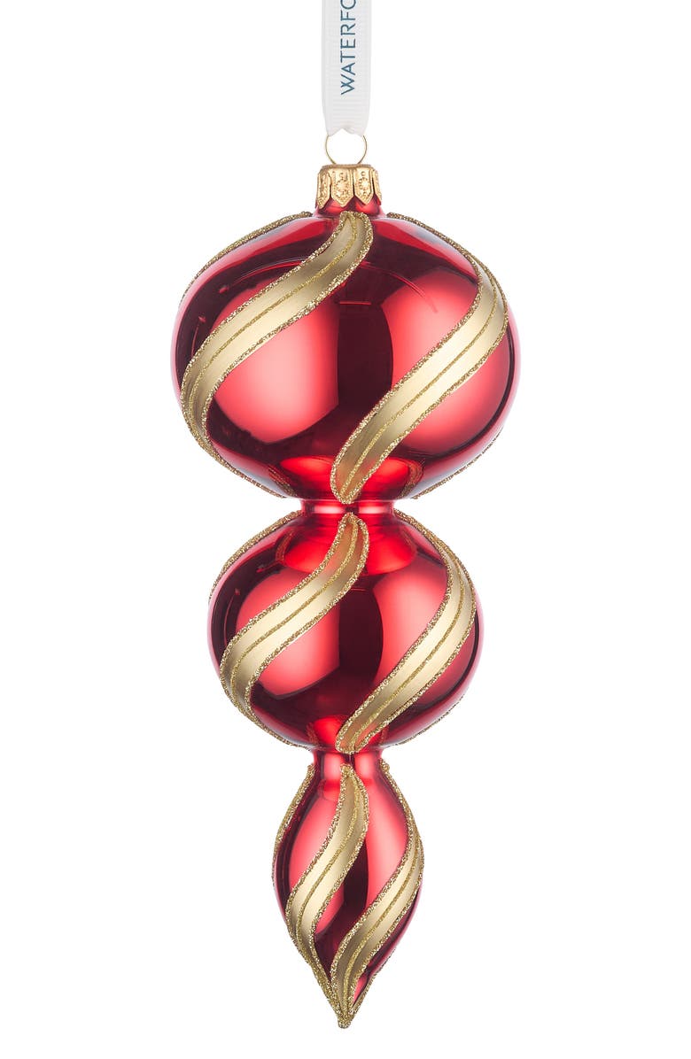 Waterford Holiday Heirlooms Triple Spire Glass Ornament, Main, color, Multi Red