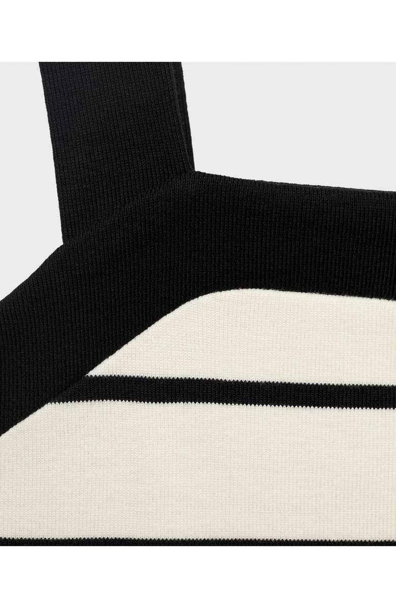 MANGO Stripe Sleeveless Midi Dress, Alternate, color, Black/ Cream