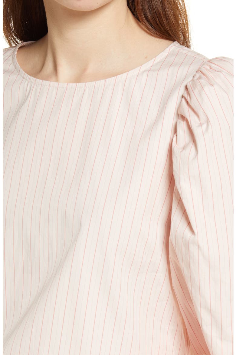 Stripe Bateau Neck Cotton Poplin Top, Alternate, color, PINK MARTA STRIPE