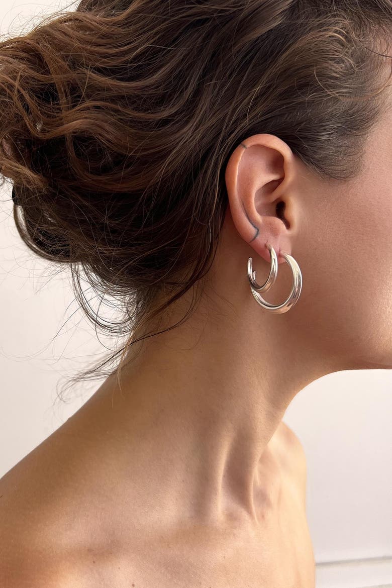 Crescent Hoops, Alternate, color, Silver