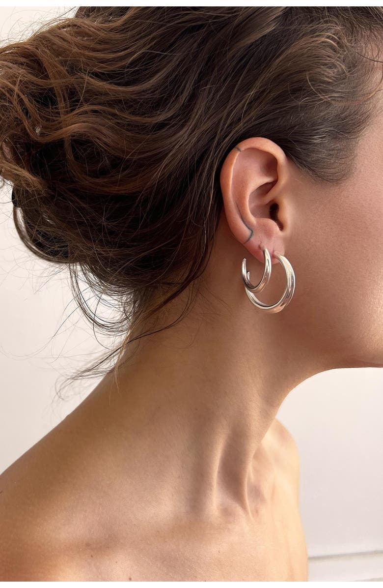 Astor & Orion Crescent Hoops, Alternate, color, Silver