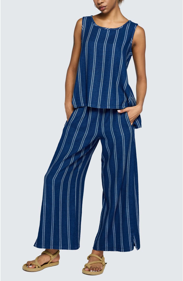 LUUKAA Floria Denim Muslin Top, Alternate, color, Stripe Denim