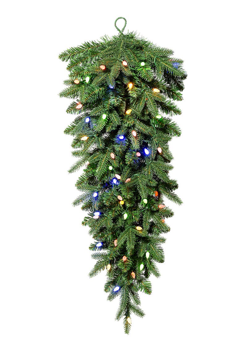 3ft Christmas Teardrop with 50 Strawberry LEDs and Timer, Alternate, color, Green