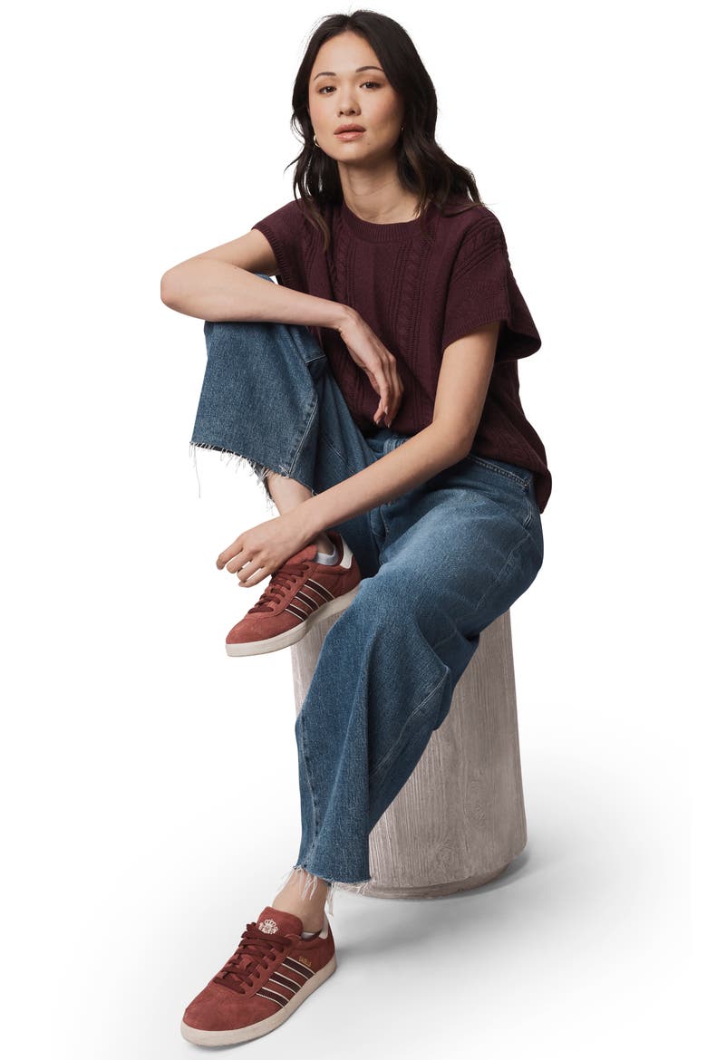 Raelynn Short Sleeve Pointelle Sweater, Alternate, color, DARK PLUM PURPLE