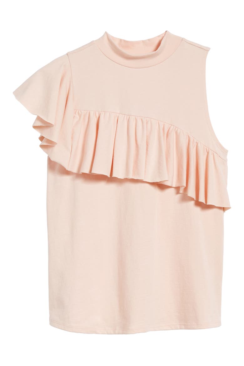 Asymmetrical Ruffle Tee, Alternate, color, PINK HERO