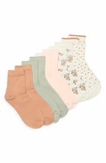 NORDSTROM RACK 5-Pack Floral Scallop Dress Socks