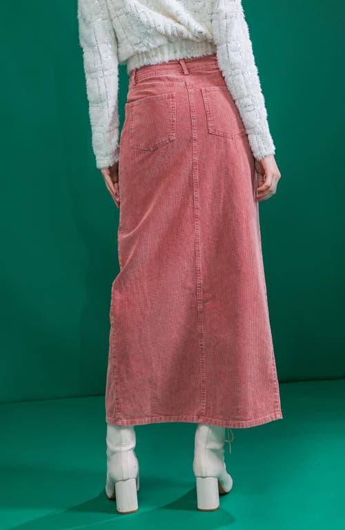 Flying Tomato Washed Corduroy Maxi Skirt In Pink