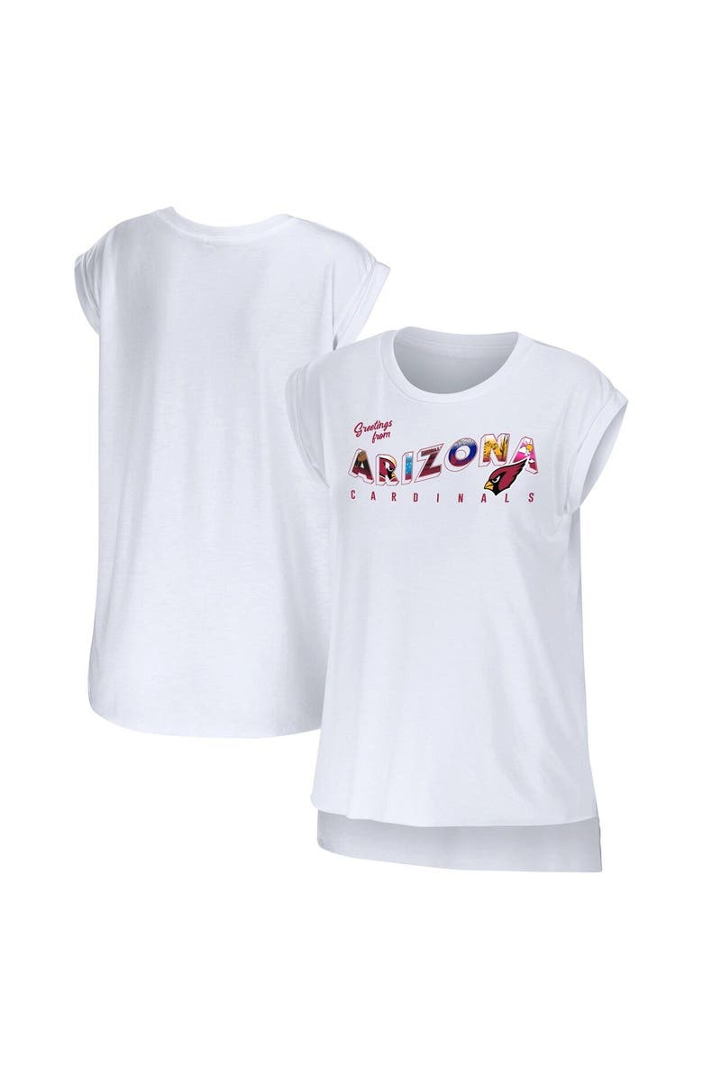 WEAR by Erin Andrews Women's WEAR by Erin Andrews White Arizona Cardinals Greetings From Muscle T-Shirt, Main, color, White