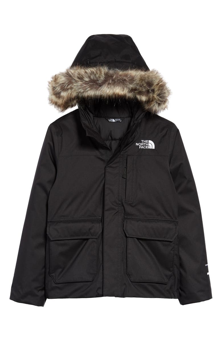 The North Face Kids' Greenland Waterproof 550-Fill-Power Down Jacket with Faux Fur Trim, Main, color,