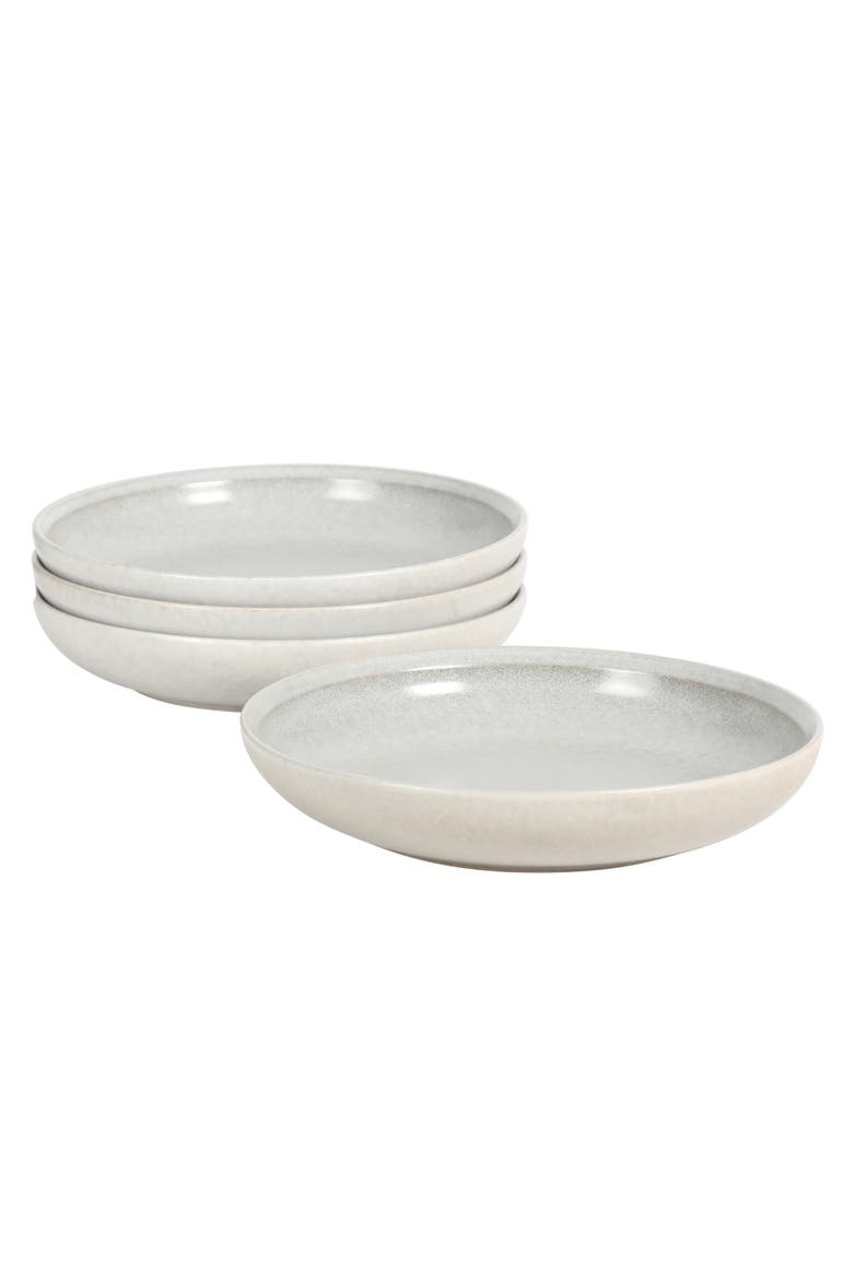 Beckett 4-Piece Stoneware Shallow Pasta Bowls Set, Microwave & Dishwasher Safe, Alternate, color, Black