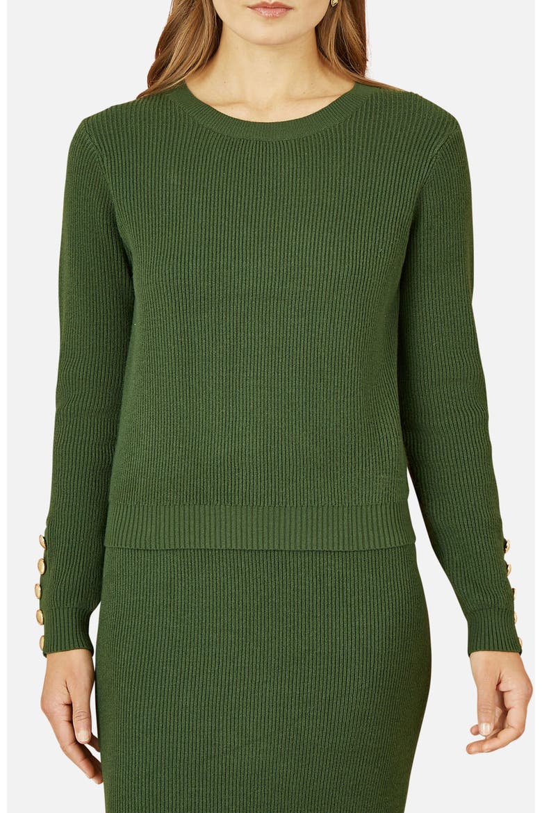 Sleeve Button Detail Jumper, Alternate, color, Green