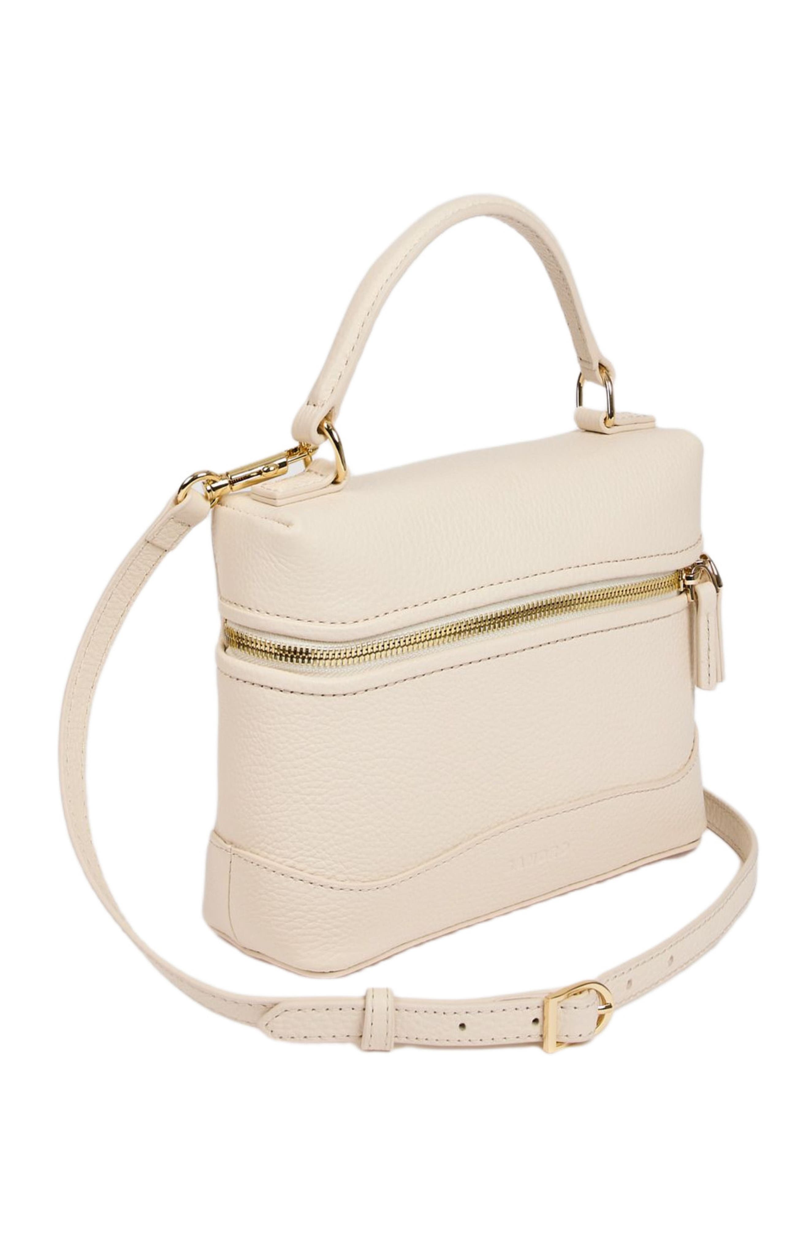 SANDRO Grained leather Tangolino bag, Alternate, color, Ecru