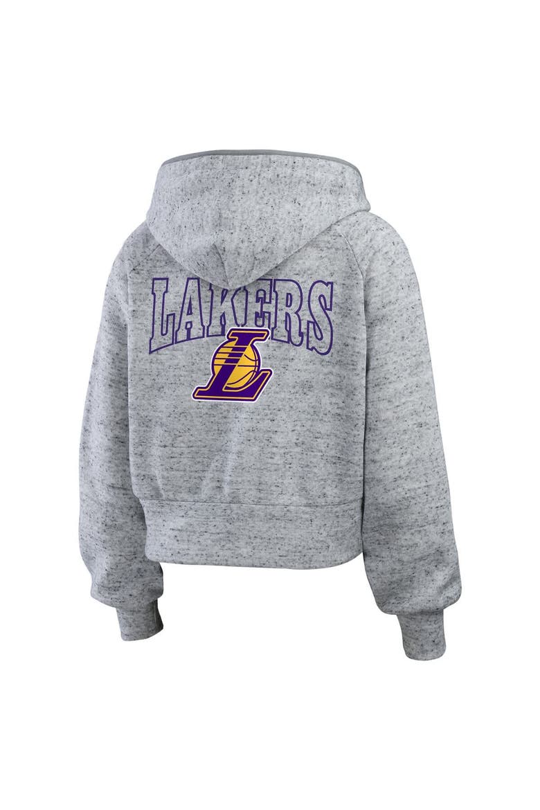 Women's WEAR by Erin Andrews Heather Gray Los Angeles Lakers Speckled Radiator Full-Zip Hoodie, Alternate, color, Heather Gray