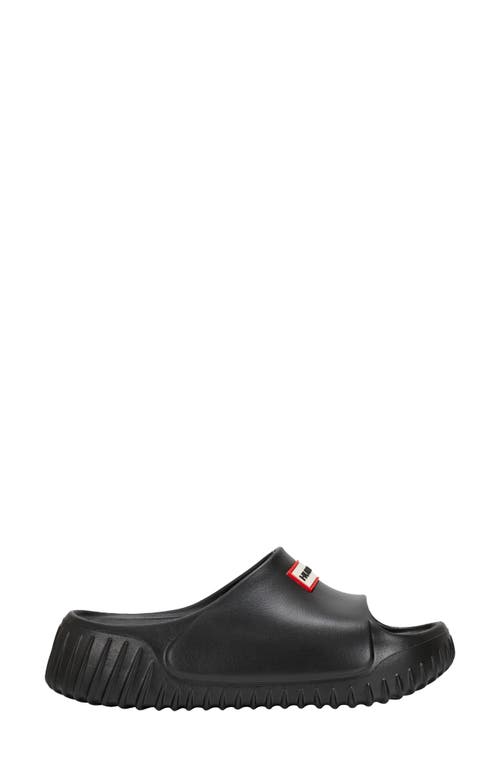 Hunter Faroe Platform Slide Sandal In Black