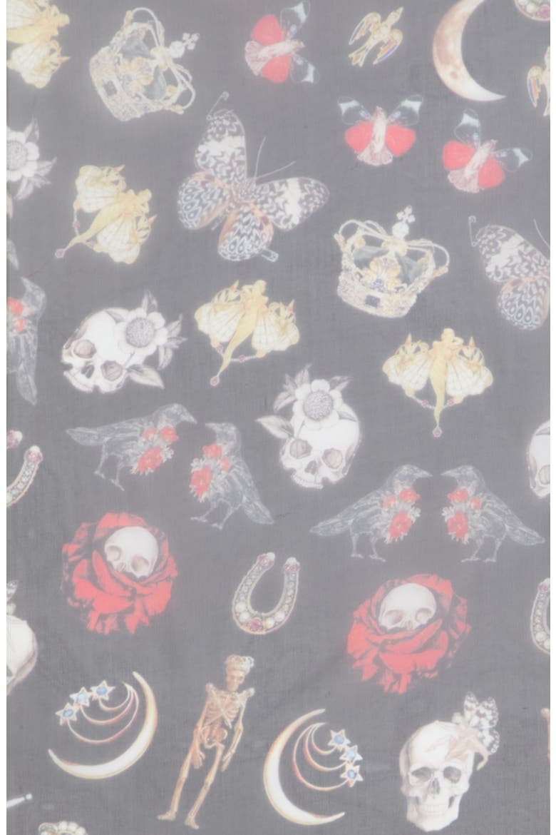 Alexander McQueen Silk Jewelled Trinket Print Scarf, Alternate, color, BLACK MULTI