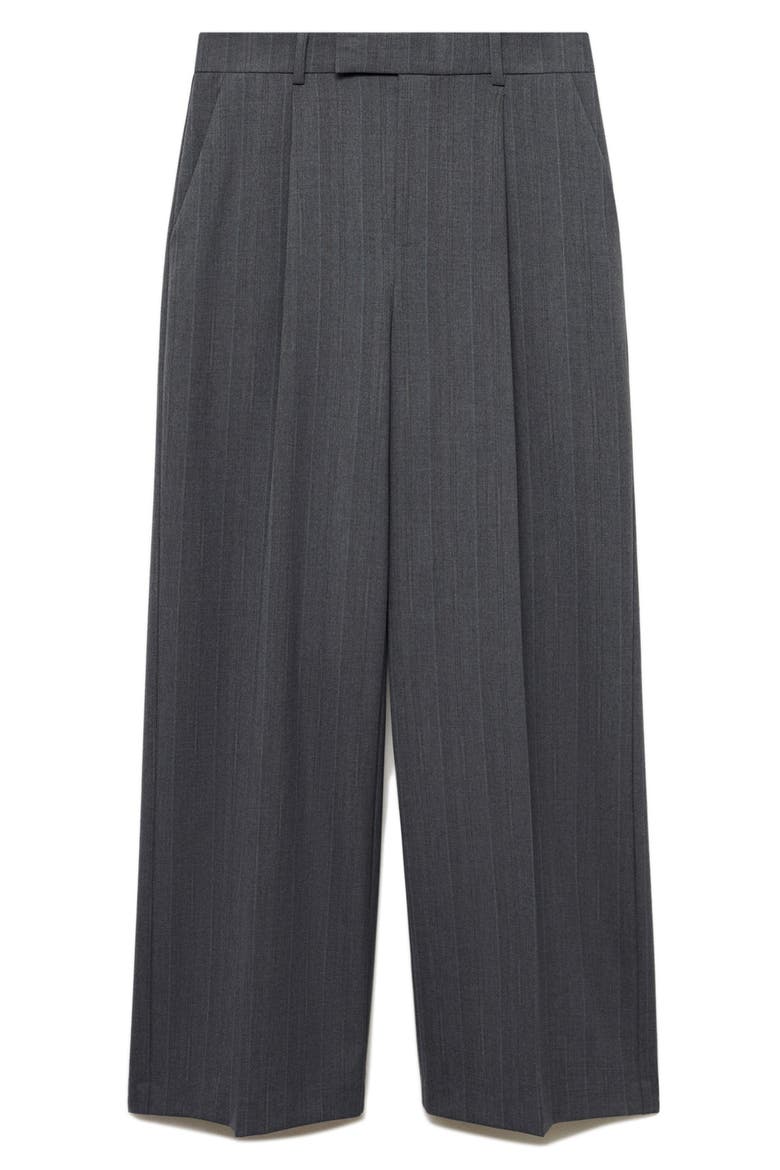 Pinstripe Pleat Front Pants, Alternate, color, GREY