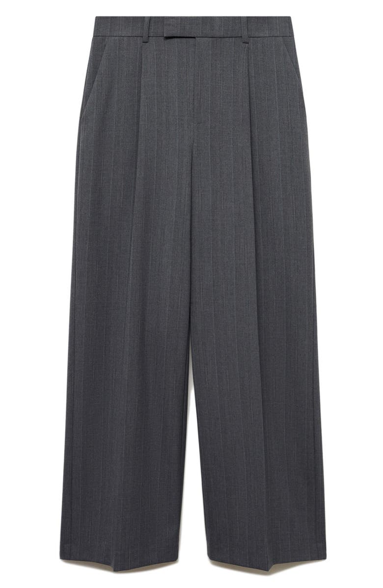 MANGO Pinstripe Pleat Front Pants, Alternate, color,