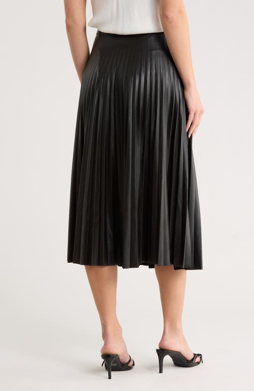 Love Token Carrie Pleated Faux Leather Skirt In Black