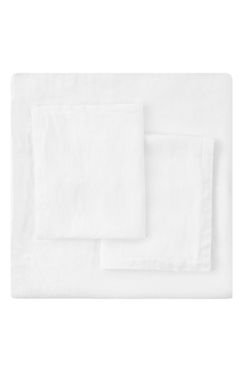 MELANGE HOME Linen Duvet Set, Main, color, White