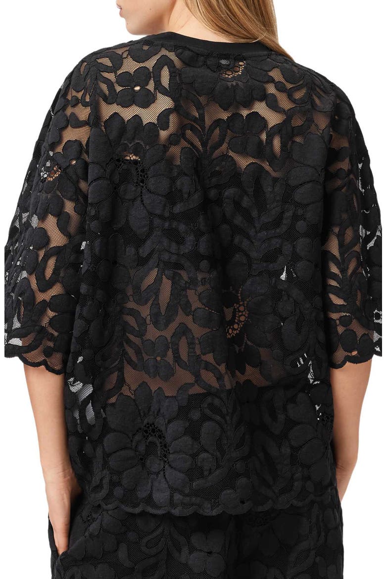 Amelie Floral Lace T-Shirt, Alternate, color, BLACK