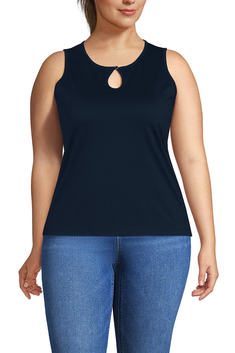 Plus Size Supima Keyhole Tank, Main, color, Radiant Navy