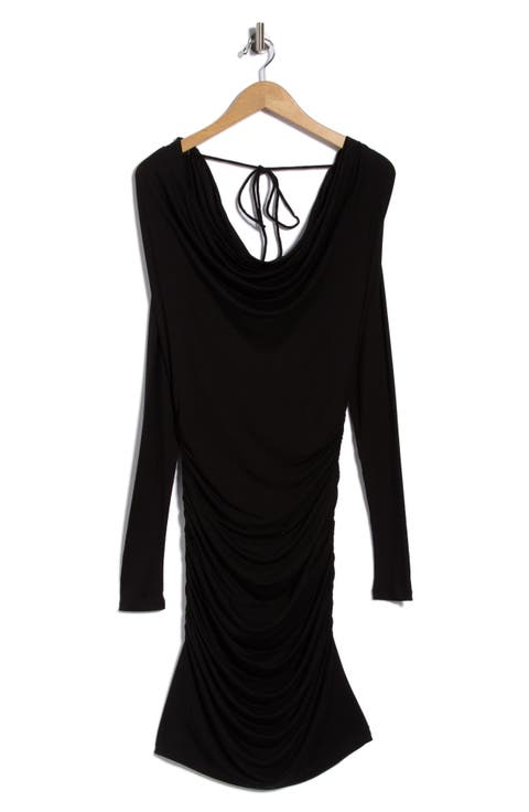 Draped Long Sleeve Body-Con Dress