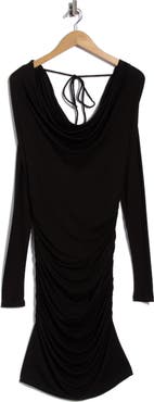 7 For All Mankind Draped Long Sleeve Body-Con Dress