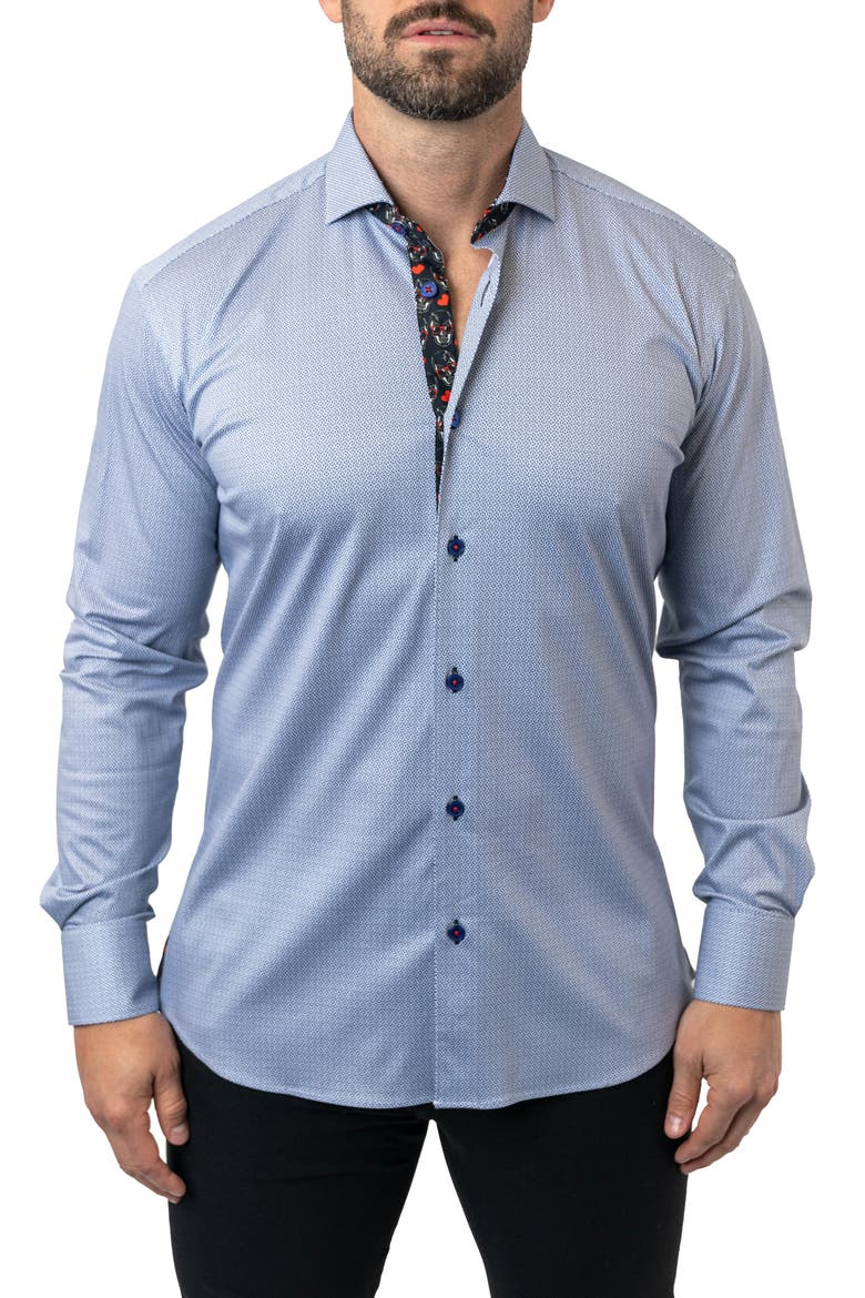 Einstein Stretchparallel 96 Blue Contemporary Fit Button-Up Shirt, Main, color, BLUE