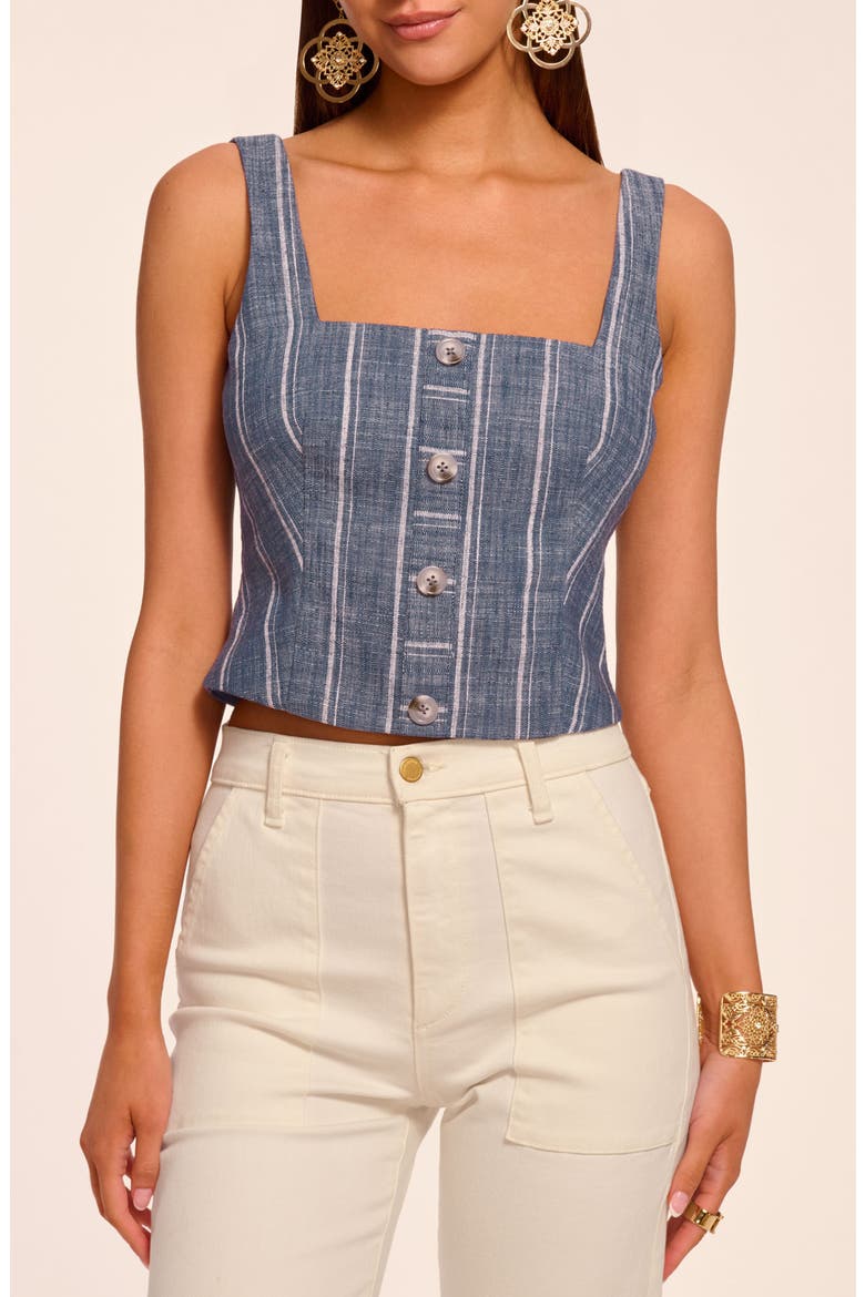 Olive Stripe Cotton Blend, Main, color, INDIGO STRIPE
