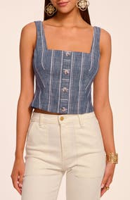 Ramy Brook Olive Stripe Cotton Blend