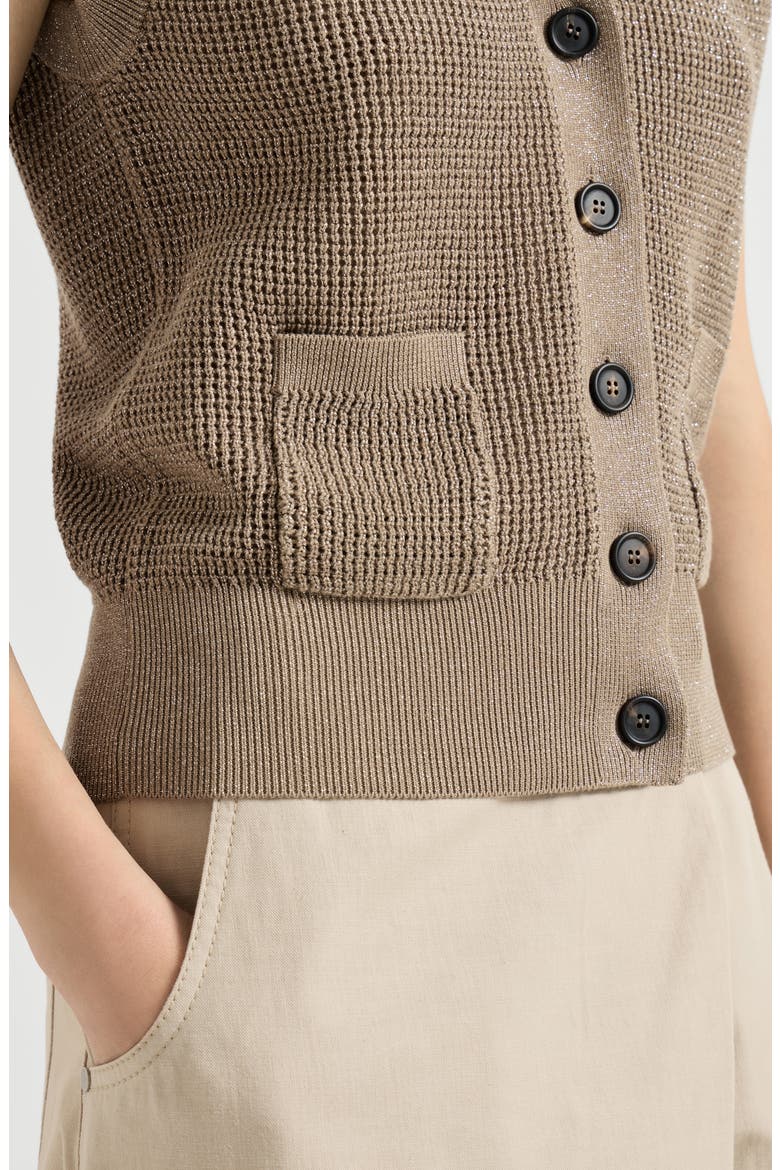 Sparkling cotton cardigan, Alternate, color, Walnut