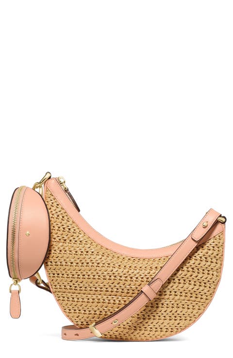 duo straw leather crossbody bag