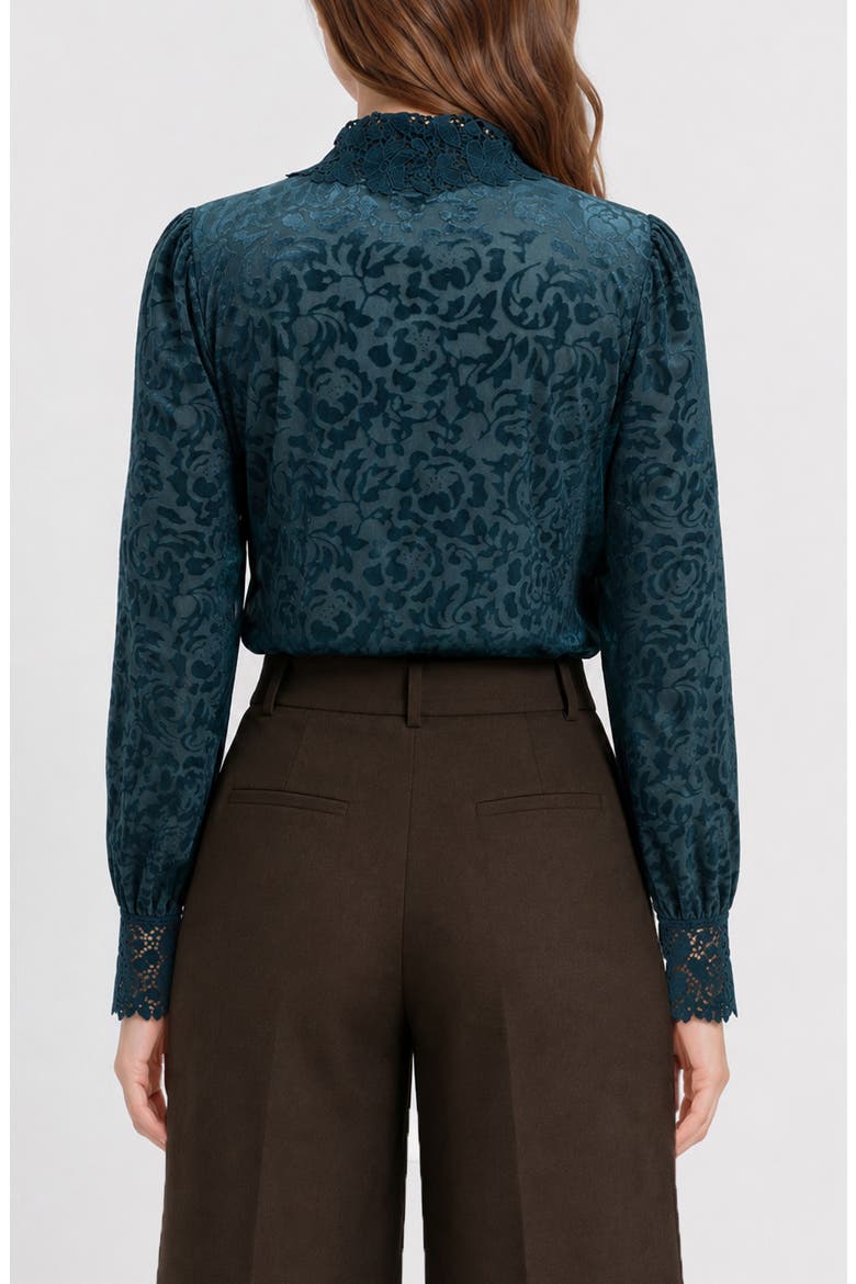 Vetiver Burnout Floral Shirt, Alternate, color, DEEP SEA