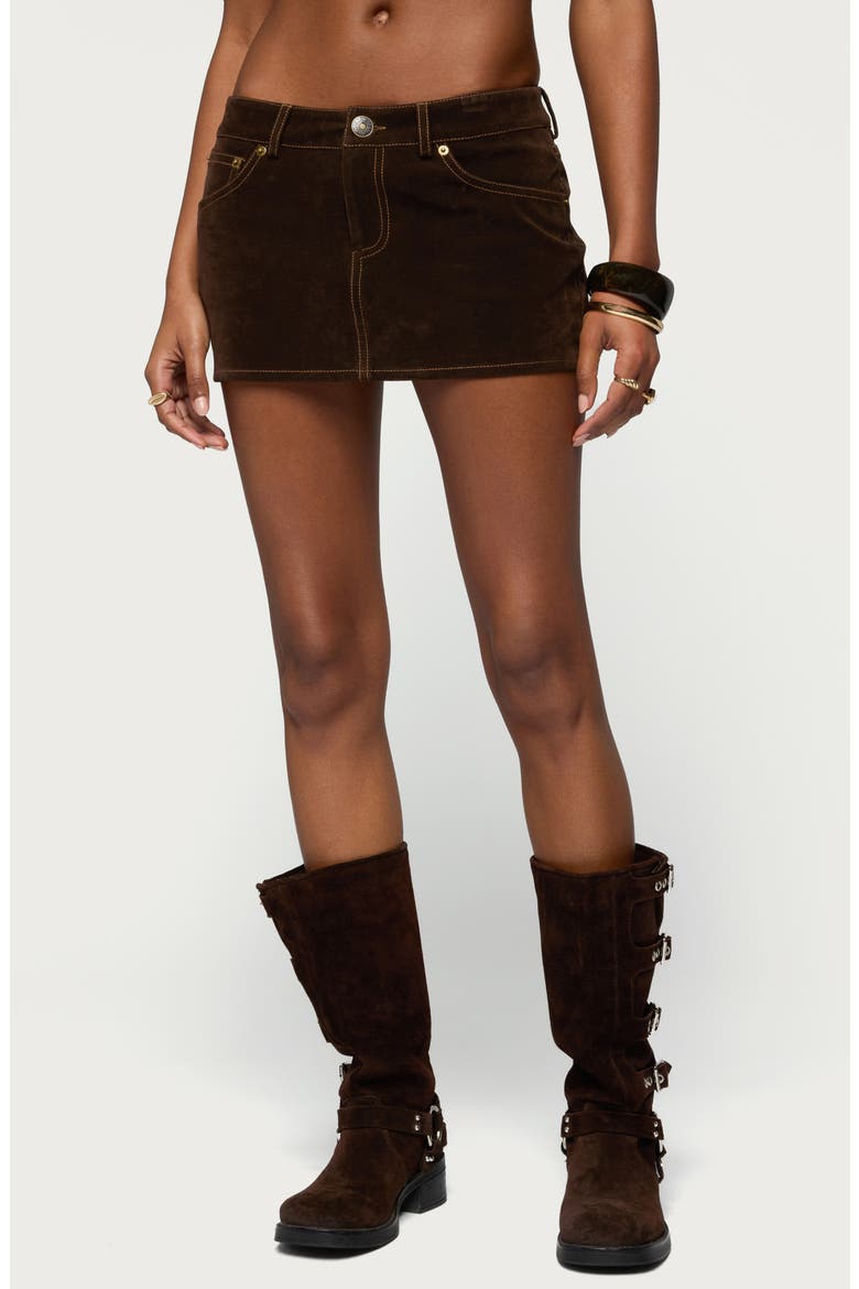 Gracen Faux Suede Miniskort, Main, color, BROWN
